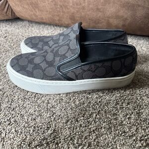 Coach Monogram Black and Gray Slip-On Flats